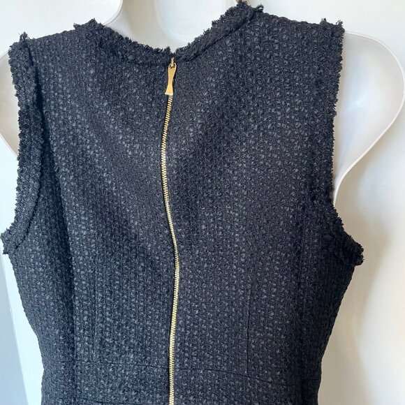 Kate Spade Dress Womens 0 Black Sheath Sleeveless Bow Tie Tweed Ruffle Short - Picture 8 of 15